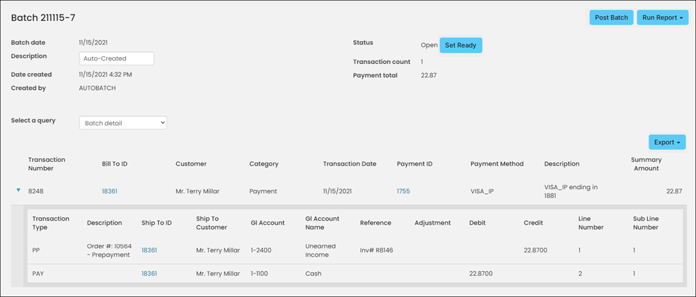 An example of a prepayment for an inventory item